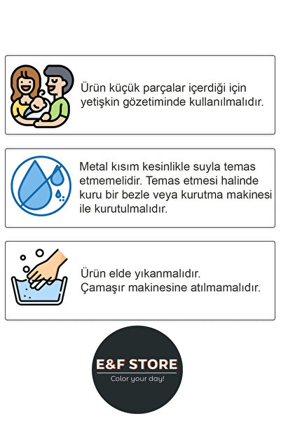 e&f Store Sertifikalı Pamuklu Emzik Askısı - Petrol Mavisi - Bebek Emzik Zinciri