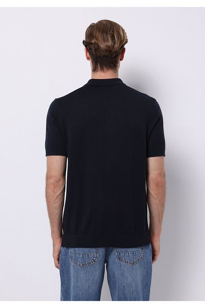 Colin's Regular Fit Polo Neck Jacquard Men's Navy Blue Short Sleeve Sweater