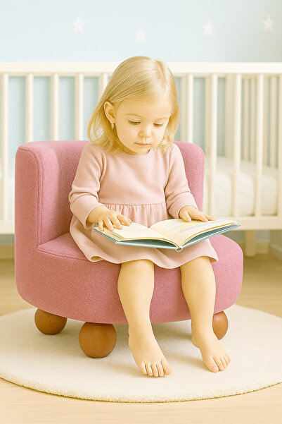 DEKOR MOBİLYACIM Teddy Yumuşak Peluş Kumaş Rahat Çocuk Koltuğu Pembe Rengi Ki...