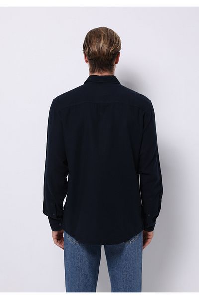 Colin's Regular Fit Shirt Neck Plain Men's Navy Blue Long Sleeve Shirt