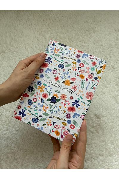 Crow Notebook 2025-2026 A5 Wild Flowers Thread Stitching Academic Agenda 15X21 cm -107 Pcs. Sticker Gifted - Elastic