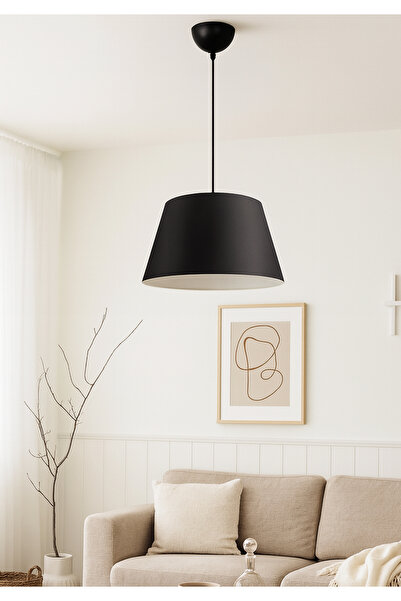 HOMİNG Siyah Büyük Boy Konik Dekoratif Tavan Sarkıt Avize Ayd-2773