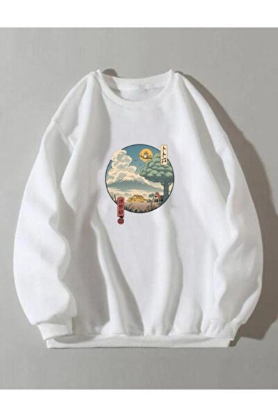 Sweetline Hanorac Anime Toroto - Alb Imprimat Oversize Winter Thick Cycling Yala