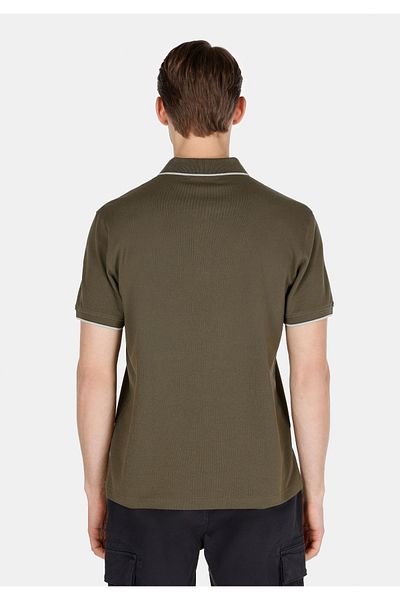 Colin's Tricou cu mânecă scurtă, tricotat, verde, cu guler polo, cu croiala normală