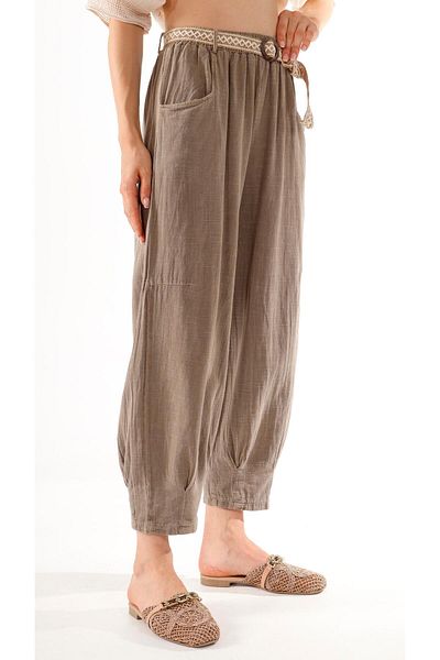 shE tekstil Belted Pleated Trousers
