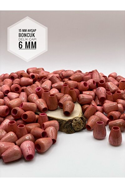 Fiolimore 15 мм розова капкообразна овална дървена мъниста (50 грама, 48 броя...