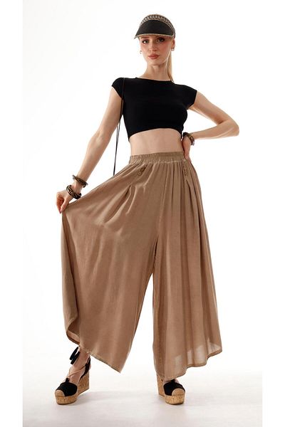 shE tekstil Linen Shalwar Skirt Light Brown