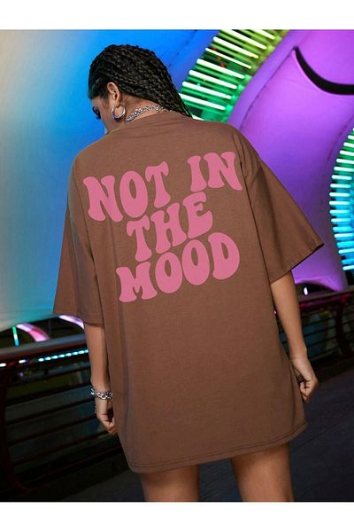 CLAYES Μπλουζάκι Not Mood Single Jersey - Καφέ Oversize, Crew Neck, Κοντό μανίκι