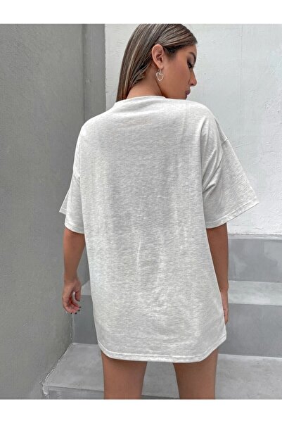 CLAYES Пальмове дерево Сірий Oversize Футболка - Велосипедний комір, Короткий рукав