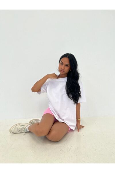 CLAYES T-Shirt Ellore - Μπλουζάκι με κοντό μανίκι με λαιμόκοψη σε λευκό στάμπα