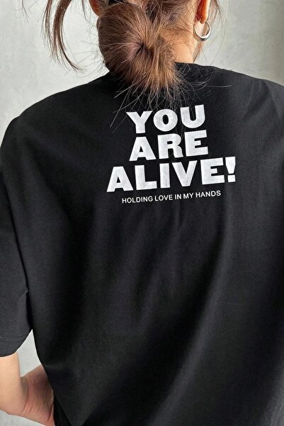 CLAYES Ζήτω! T-Shirt - Μαύρο εμπριμέ Oversize Crew Neck Κοντό μανίκι