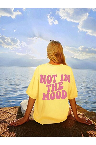 CLAYES Yellow Printed Oversize Note Mood Single Jersey T-Shirt - Crew Neck, Short Sleeve