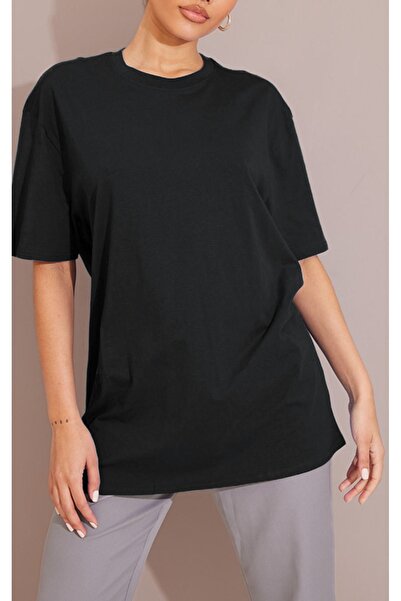 CLAYES Μπλουζάκι μονό ζέρσεϊ - Μαύρο κοντομάνικο μπλουζάκι με λαιμόκοψη