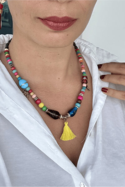 Boholita Bohem Renkli Boncuklu El Yapımı Kolye