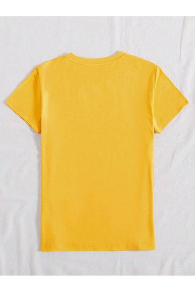 CLAYES Tricou Single Jersey Flying Butterfly - Galben, Oversize, Gât turnat, mânecă scurtă
