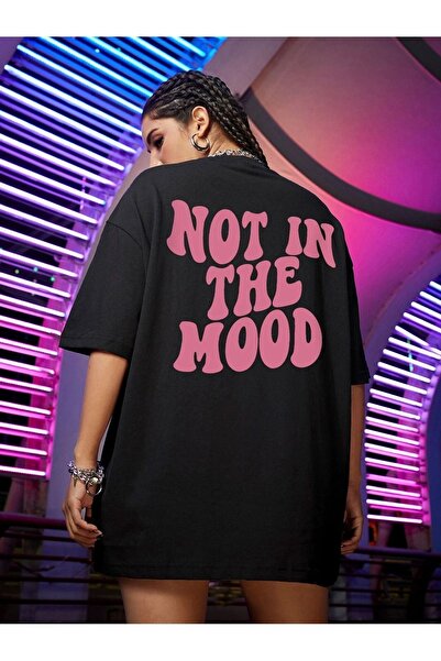 CLAYES Μπλουζάκι Not Mood Single Jersey Black Printed Oversize - Crew Neck, κοντό μανίκι