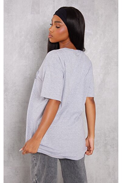 CLAYES Μοντέλο 1995 Colorado Single Jersey Grey Oversize T-shirt - Crew Neck, κοντομάνικο