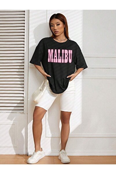 CLAYES Malibu Oversize T-Shirt - Μαύρο, Crew λαιμόκοψη, κοντό μανίκι