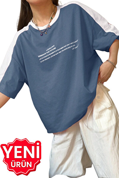 CLAYES Leisure Future Fragmented Single Jersey T-Shirt - Petrol Blue White Ov...