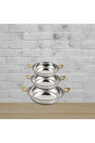 Home ŞEHZADEMUTFAK 3'lü Bakır Görünümlü Alüminyum Sahan TAVA Ağız Ölçüleri 20-19-17 cm