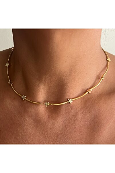 tones official Yıldız Boru Altın Kaplama Kolye
