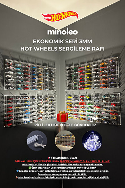 Minoleo Hot Wheels Kapaklı Duvar Rafı – 49’luk Ekonomik Model (3MM ÇERÇEVELİ)...