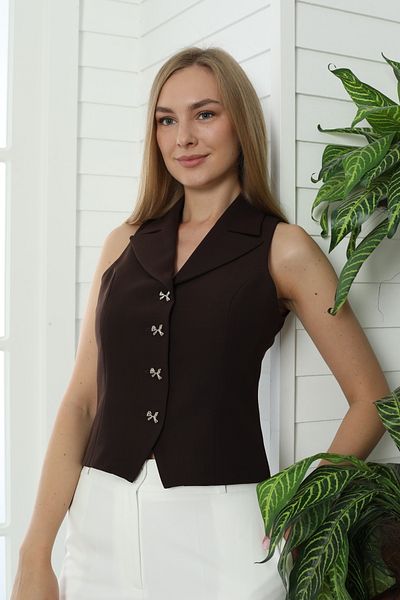 Nadrina Bow Button Short Vest