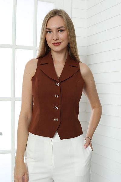 Nadrina Bow Button Short Vest