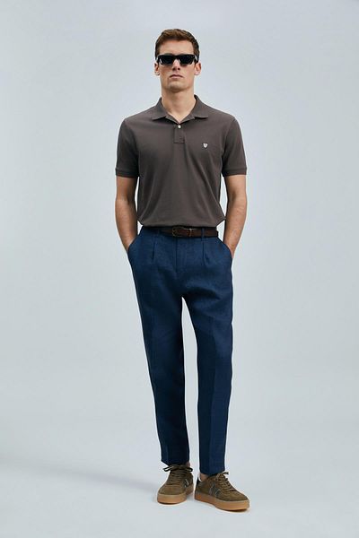Lufian Tricou Polo Laon Smart pentru bărbați, maro