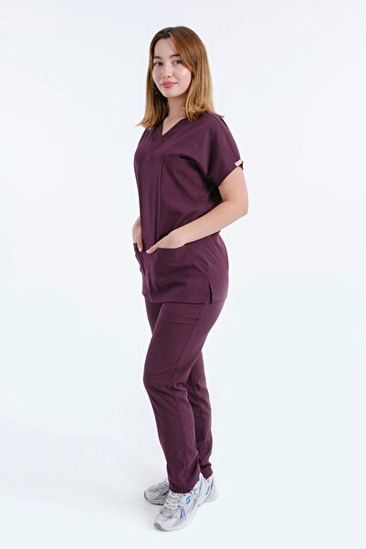 LİZY STORE زي موحد للنساء بأكمام الخفاش من البرقوق الكلاسيكي، زي موحد للممرضا...