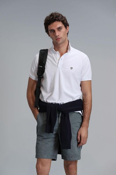 Lufian Tricou polo Laon Smart pentru bărbați, slim fit, alb