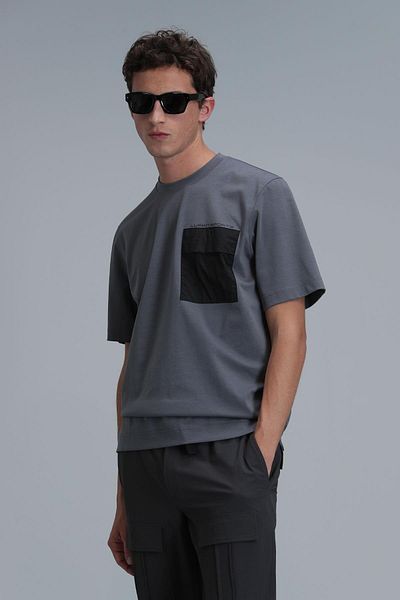 Lufian Tricou grafic modern Liam gri