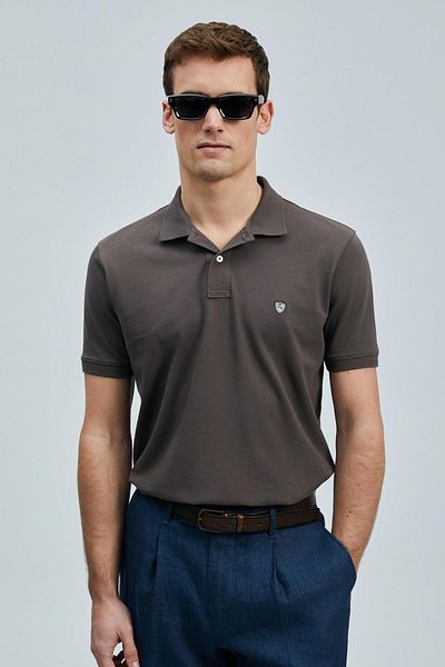 Lufian Tricou Polo Laon Smart pentru bărbați, maro