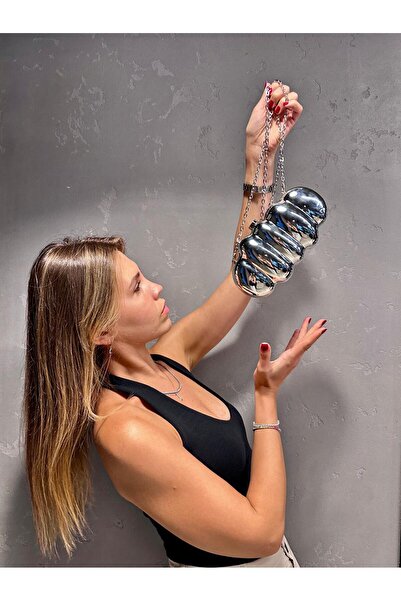 BEEGİ CONCEPT Women Luxury Luxury Silver Evening Dress Clutch Night Wedding Bag