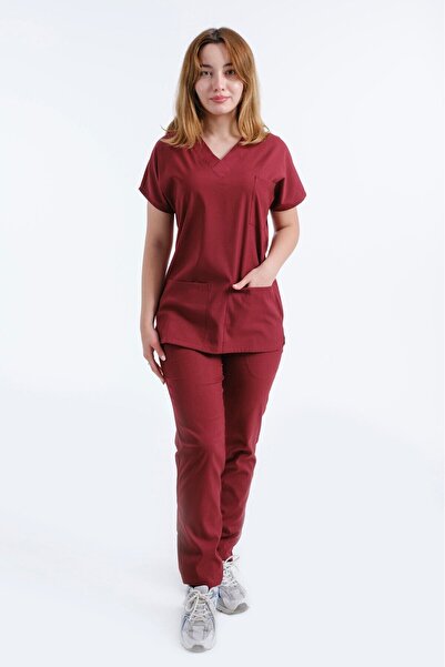 LİZY STORE Uniforme de medic pentru femei, cu mâneci liliac, clasică, pentru asistentă medicală, costum pentru spital