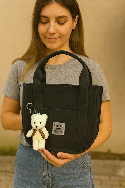 MOLDİVA حقيبة يد وكتف باغيت عالية الجودة مع دمية دب وحزام كتف طويل قابل للتعديل