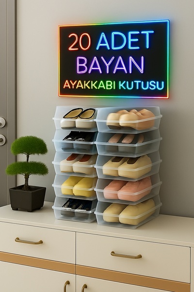 BAF 20 Adet Şeffaf Ayakkabı Kutusu