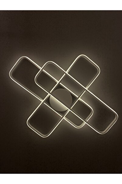 Zeya Lighting Yüksek Aydınlatmalı Dikdörtgen Beyaz Tavan Plafonyer Led avize, 3 Renk Aydınlatma