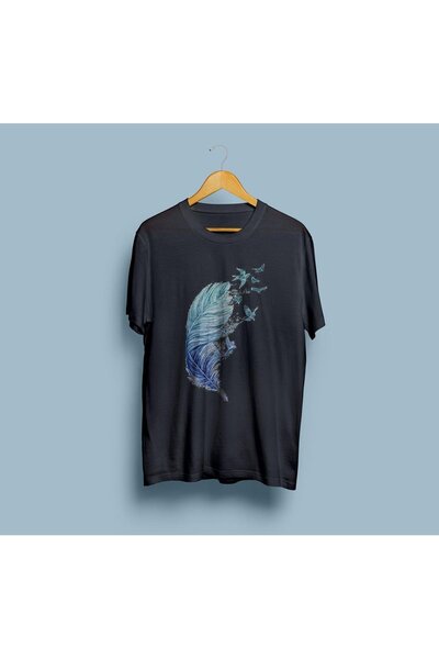 eioswear تي شيرت بتصميم ريش كبير الحجم للجنسين