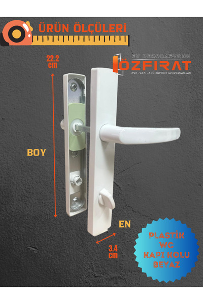 EVA PLAST Pvc Pimapen Plastik Kapı Kolu Tuvalet(WC) / Banyo Plastik Kapı Kolu / Beyaz 1 Adet (Takım)