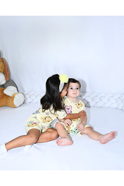 Drop Kids Children's Baby Pajama Set Yellow Haribo Bear Pattern Shorts