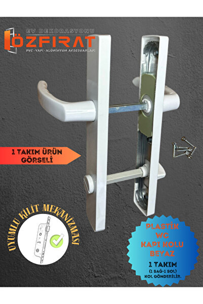 EVA PLAST Pvc Pimapen Plastik Kapı Kolu Tuvalet(WC) / Banyo Plastik Kapı Kolu / Beyaz 1 Adet (Takım)