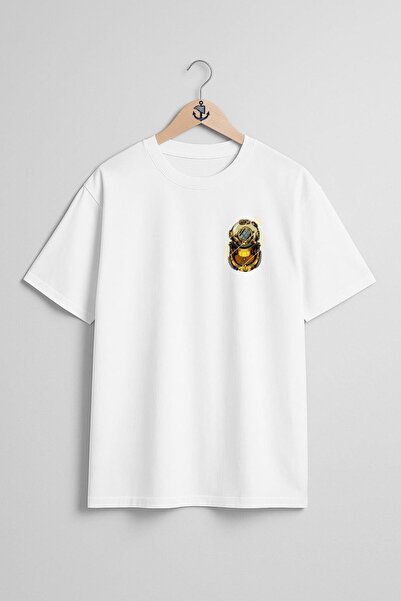 Bahriyeli Collection Oversize Gold Diving Hood Unisex T-Shirt with Pocket and...