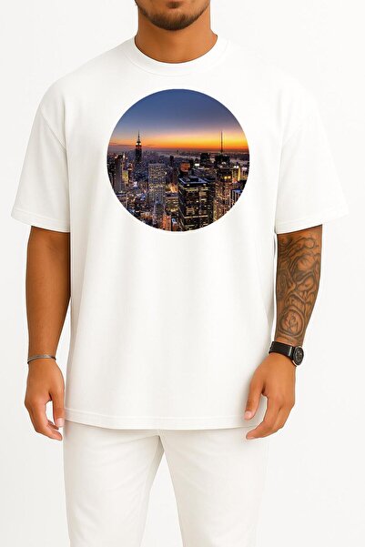 Bahriyeli Collection oversized Μπλουζάκι Unisex με σχέδιο στο κέντρο της πόλη...