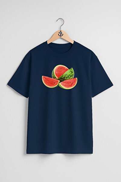 Bahriyeli Collection Μπλουζάκι Unisex με σχέδιο καρπούζι και ανανά oversized