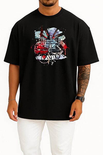 Bahriyeli Collection Oversize London - London Drawing Chest Design Unisex T-S...