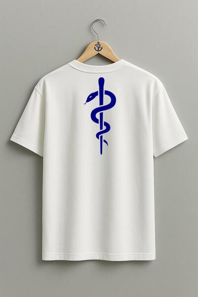 Bahriyeli Collection تي شيرت أثينا كبير الحجم للجنسين بتصميم ظهر للعمل في طب ...