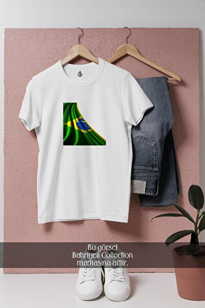 Bahriyeli Collection oversized Μπλουζάκι Unisex με σχέδιο με σημαία της Βραζι...