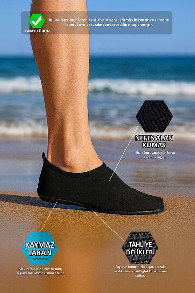 Peluche Black Black Non-Slip Sole Flexible Lightweight Durable Men's Pool Beach Sea Shoes