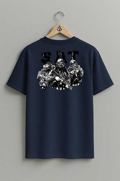 Bahriyeli Collection oversized Αποτελεσματικό μπλουζάκι Unisex με σχέδιο σατέ...